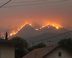 Bobcat fire Wildfire burning in San Gabriel Mountains