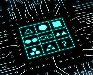 Logic_363 Illustration of a logic problem surrounded by circuitry
