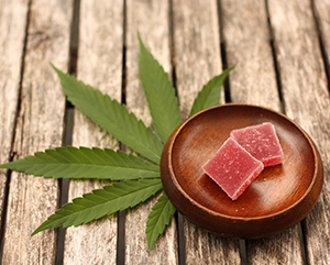 edibles-363-241 Marijuana leaf and edibles