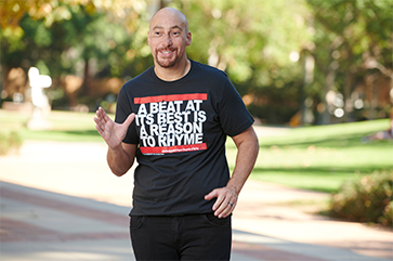 Adam Bradley outside in a black T-shirt