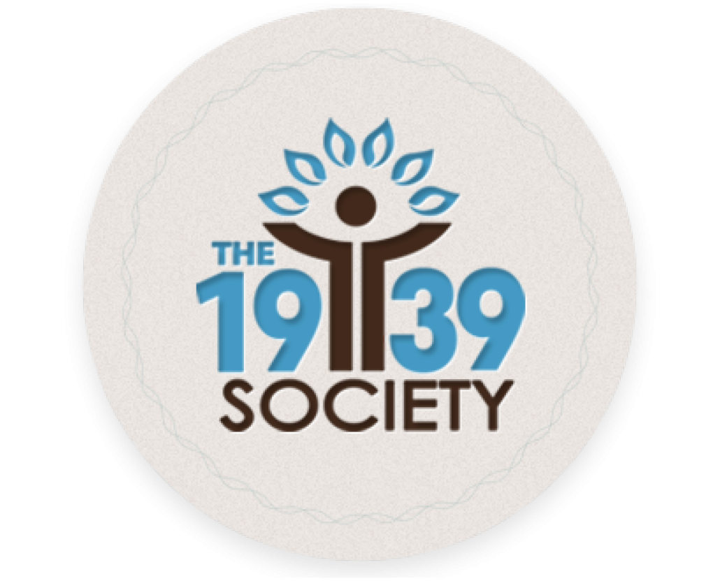 A circular logo that reads "The 1939 Society," who helped establish the first chair in holocaust studies at an American public university.