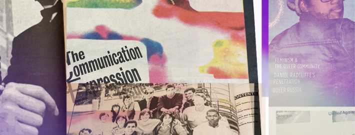 A collage of covers from "OutWrite," the oldest queer college publication in the United States which was founded at UCLA.