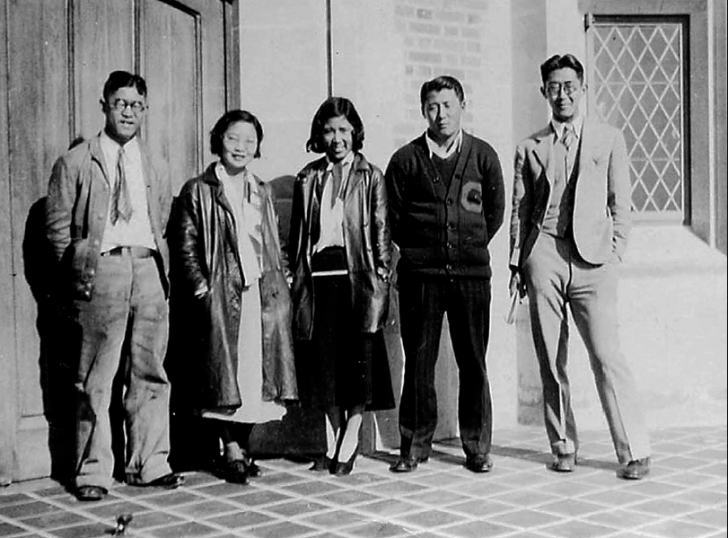 A black and white photograph from the 1930s depicting Kiyoshi Patrick Okura and other UCLA students.