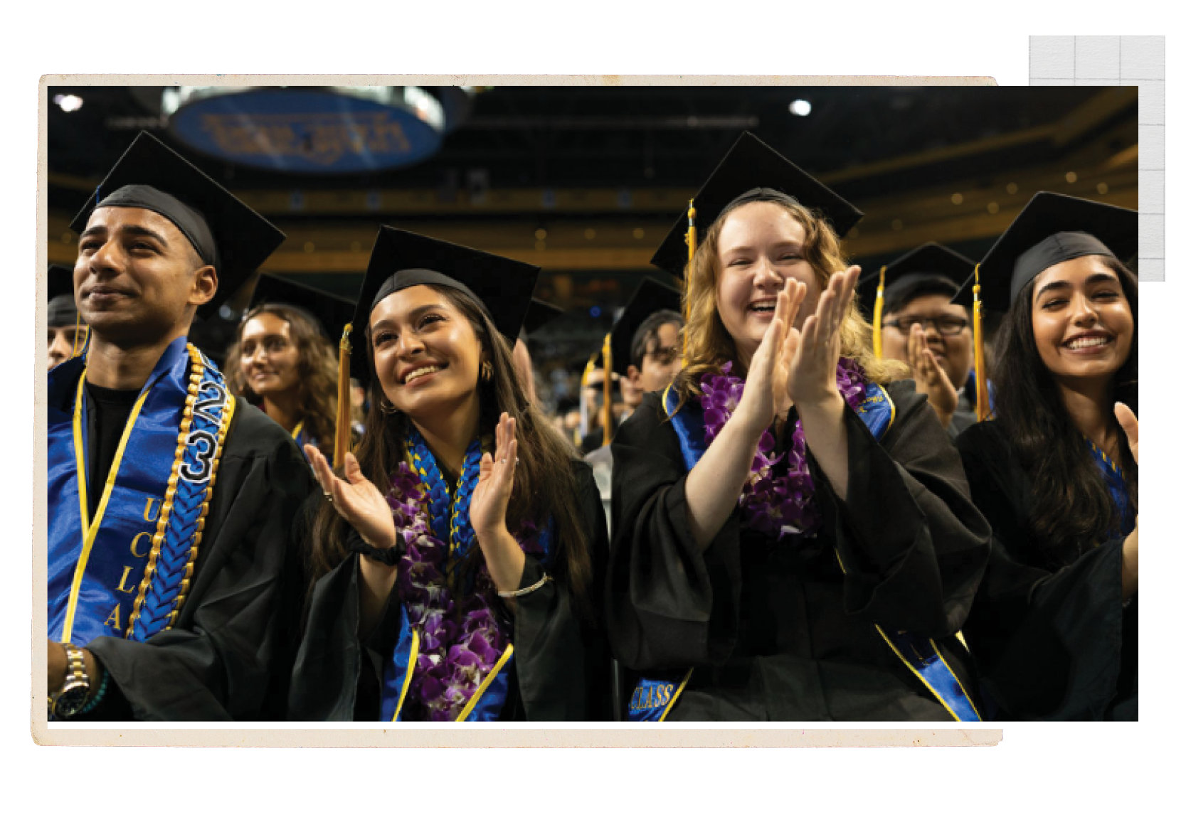 Students in graduation regalia from the 2023 UCLA College graduating class.