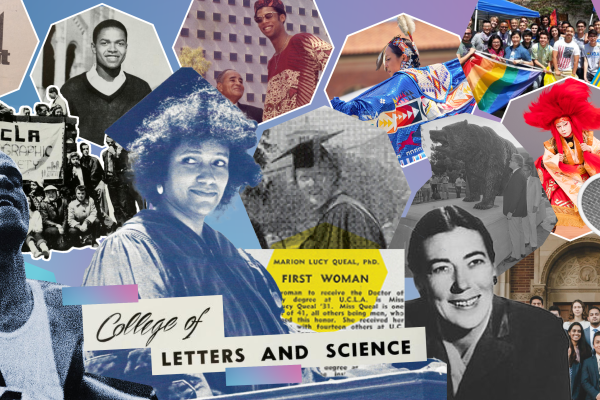 A photo collage of people highlighted in the UCLA College 100 Magazine