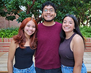From left to right: Jessa Bayudan, Omar Mondragon and Linsey Rodriguez standing together