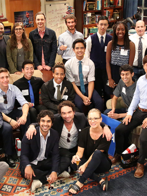 a photograph of Chuck Lorre and UCLA Big Bang Theory scholars.