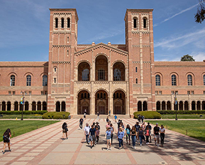 Royce Hall — Frontal view with students