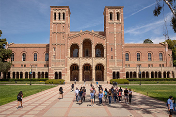Royce Hall — Frontal view with students