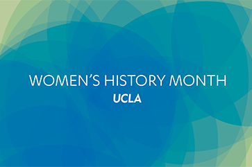 blue and green Women's History Month banner