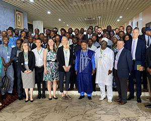 Photograph of the Yaoundé workshop shared by Elsa Ordway. Ordway is in the centre of the front row .