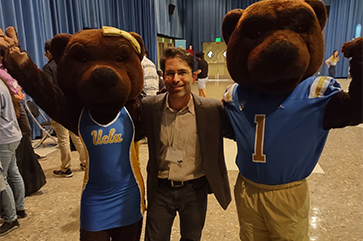 From left: Josie Bruin, Jeremy Guinta and Joe Bruin at DataFest