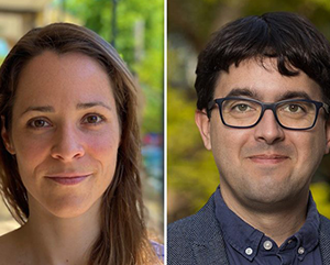 Burns-and-Patino-Loira-composite-photo-363-241 From left to right, a diptych of Raphaëlle Burns and Javier Patiño Loira in outdoor settings.