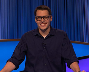 Tyler Jarvis on the set of Jeopardy!