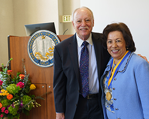 Antonia+Hernandez-363-241 Antonio Hernández, right, with her husband, Michael Stern, at the medal ceremony in Royce Hall.