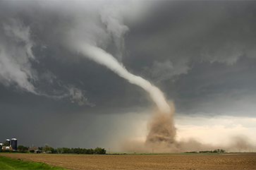 Dusty tornado on the US plains.