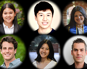 Fulbright+composite-363-241 UCLA's 2024-25 Fulbright awardees, from top left: Regina Hieap, Derek Ren, Siya Sharma; and bottom, from left: Ryan Silverstein, Elise Tran and Professor Chris Hanscom.