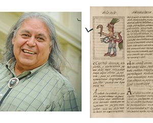 apodaca-363-241 Composite image of Paul Apodaca and a page from the Florentine Codex
