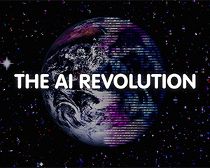 AI-revolution-363-241 A digitized globe in space with the words "The AI Revolution" superimposed in white.