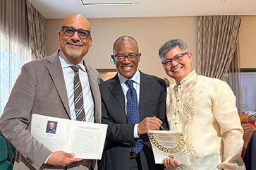 From left to right, Abel Valenzuela, Aomar Boum and Stephen Acabado