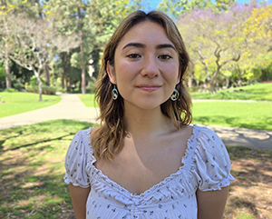 Nicolette Bond portrait Sean Brenner UCLA Humanities – 363 – 241 Nicolette Bond in the UCLA Franklin D. Murphy Sculpture Garden