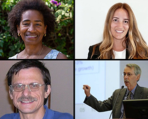 NAS-2025-363-241 Collage, clockwise from top left, of Marilyn Raphael, Heather Maynard, Edward Leamer and Sorin Popa