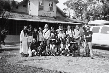 The UCLA Guatemala Practicum team — Jennifer Gonzalez-Diaz, Iris Hong, Anna Neiger, Julia Packer, Alexis Shenkiryk, Taylor Simonich, Quinn Wynacht and faculty advisors Dan Cooper and Ryan Harrigan — gathers with members of the Maldonado family and Jones Coffee Roasters at Finca Dos Marias