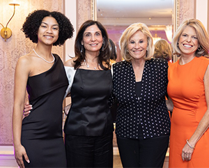 GWI-gala-363-241 From left: GWI graduate Jayla Thomas, GWI Board Member Mitra Best '87, GWI Gala Special Guest Donna De Varona ʼ86 (Olympic Swimmer) and Jennifer Openshaw
