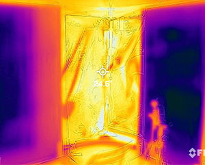 A thermal camera image of the interior of the cooling structure during field testing