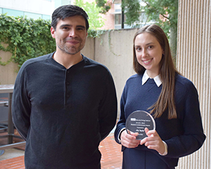 From left to right, Professor Jose Rodriguez and graduate student Lily Taylor.