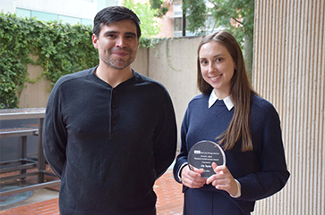 From left to right, Professor Jose Rodriguez and graduate student Lily Taylor.