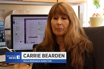 Video still of Carrie Bearden being interviewed by Spectrum News 1