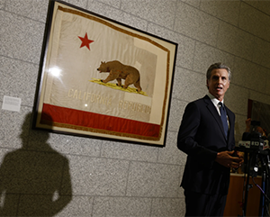 Gov. Gavin Newsom on Thursday, June 12, 2025, at the California State Supreme Court building in San Francisco.