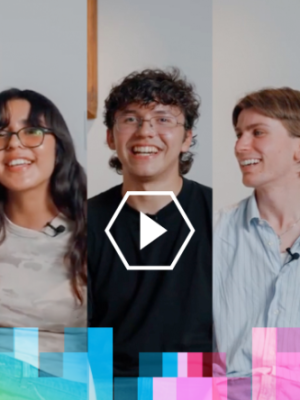 A pentaptych of UCLA professor Jaimie Krems and four undergraduate students.