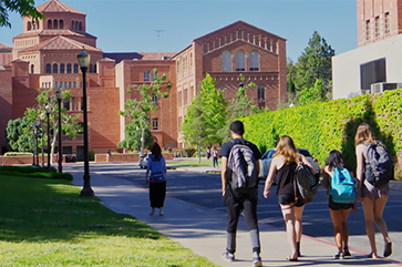 Students walking to class on UCLA's campus.