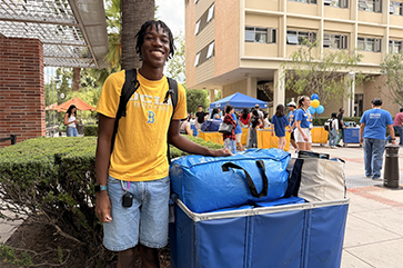 A first-year Bruin on move in day.
