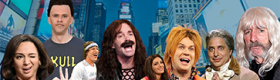 Collage of SNL cast members, from left: Maya Rudolph, Mikey Day, Andy Samberg, Will Forte, Nasim Pedrad, Taran Killam, Jon Lovitz and Harry Shearer.