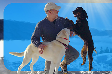 Fred Ramsdell and his two dogs