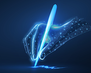 Digital image of hand and pen