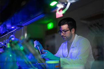 Researcher working in a UCLA immunology lab