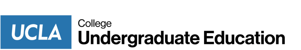 UCLA College Undergraduate Education logo, featuring UCLA in a blue box on the left and College Undergraduate Education in black text to the right.
