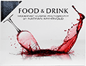 A wine glass tips over, spilling red wine with a dramatic splash. The text reads: FOOD & DRINK, Modernist Cuisine Photography by Nathan Myhrvold.