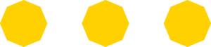 Three yellow octagons are evenly spaced in a horizontal row on a light gray background.