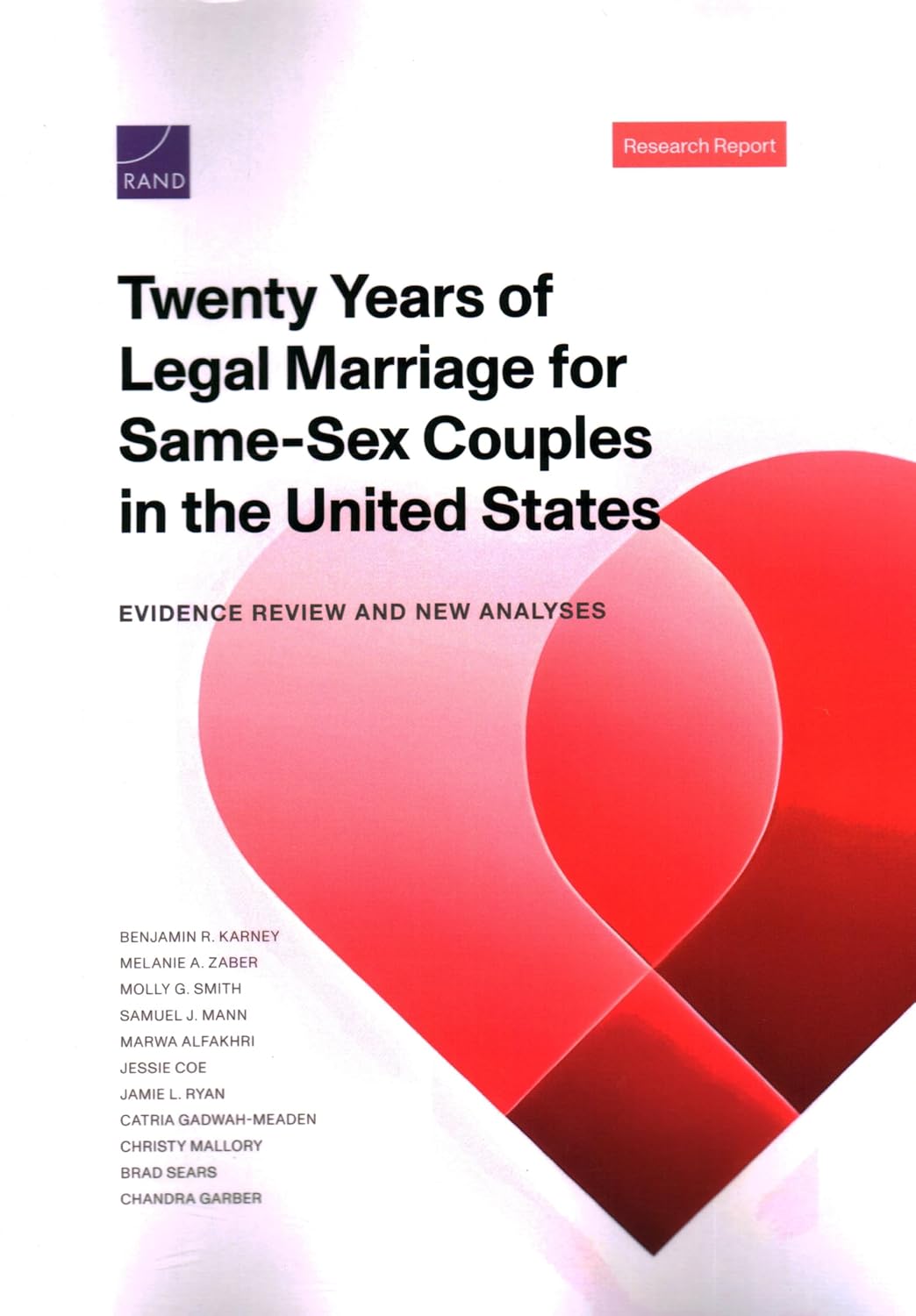 Red heart illustration on the cover of Twenty Years of Legal Marriage for Same-Sex Couples in the United States