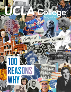 Cover the UCLA College Magazine covered in scrapbooked photos and the text "100 Reasons Why"