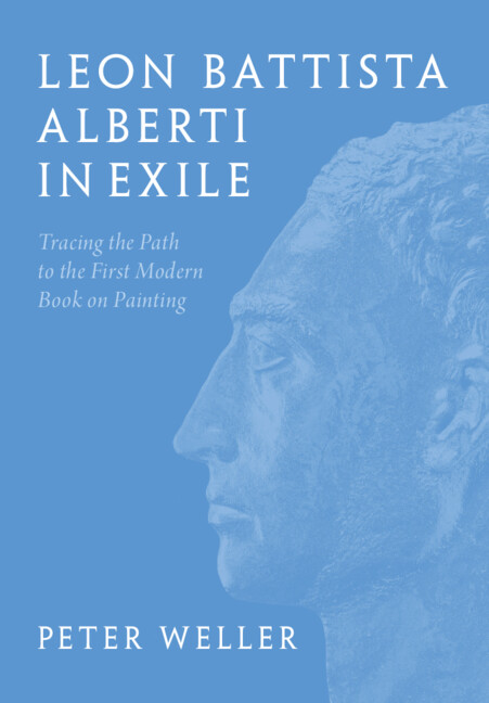 cover of Leon Battista Alberti in Exile with a face in profile on a blue background